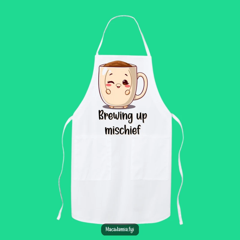 Funny Macadamia Nut Peeking Apron: Cook with Coffee Charm and a Wink