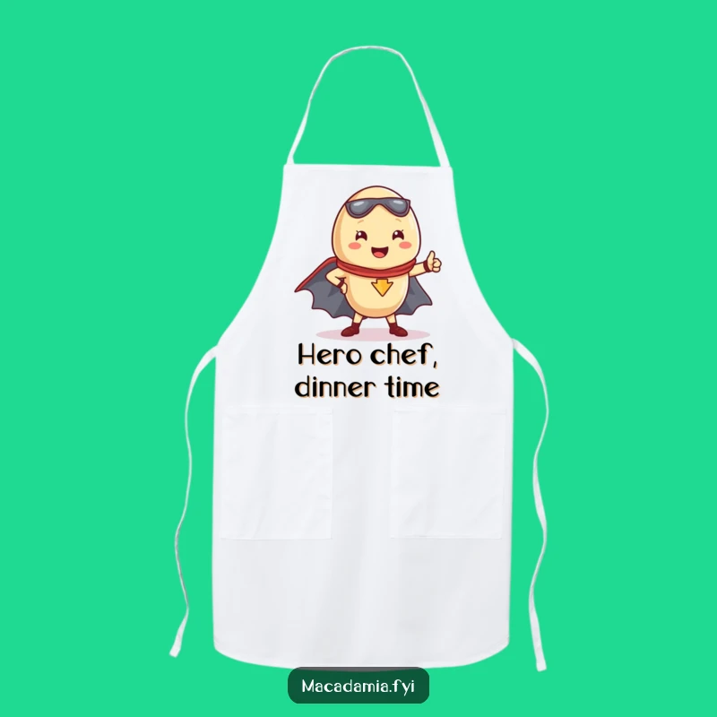 Funny Kawaii Macadamia Nut Superhero Apron: Cook Up Justice in the Kitchen