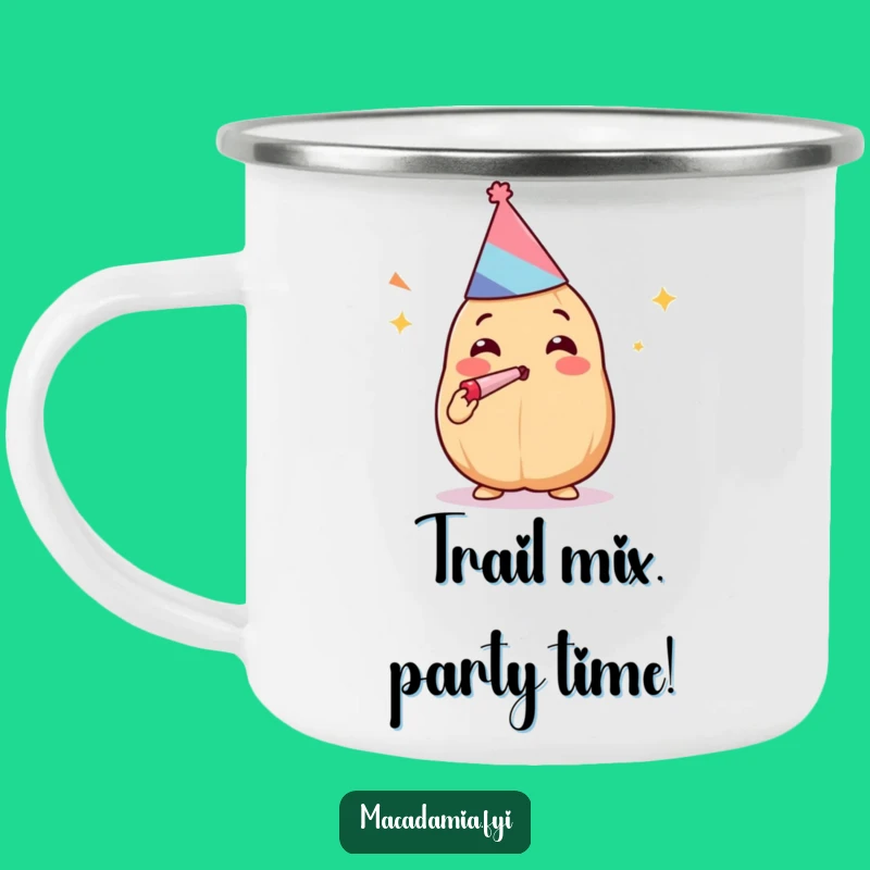 Funny Kawaii Macadamia Nut Party Camping Mug: Adventure Fuel for Festive Souls