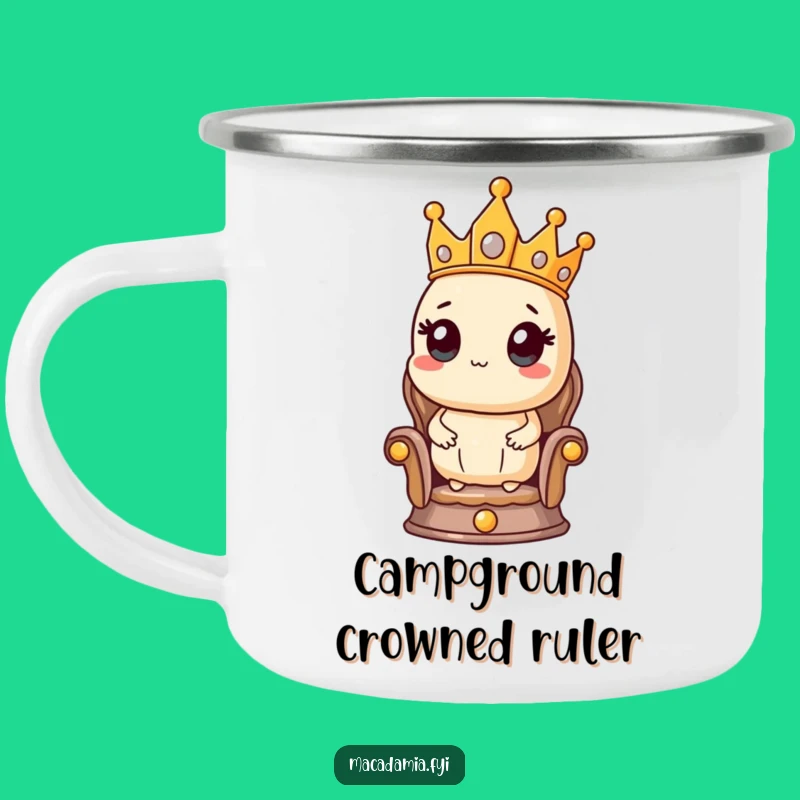 Funny Macadamia Nut King Camping Mug - Rugged Regal Outdoor Drinkware