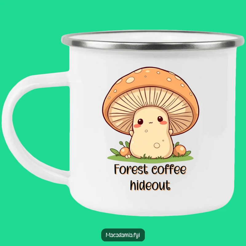 Funny Macadamia Nut Mushroom Peek Camping Mug - Explore with Humor!