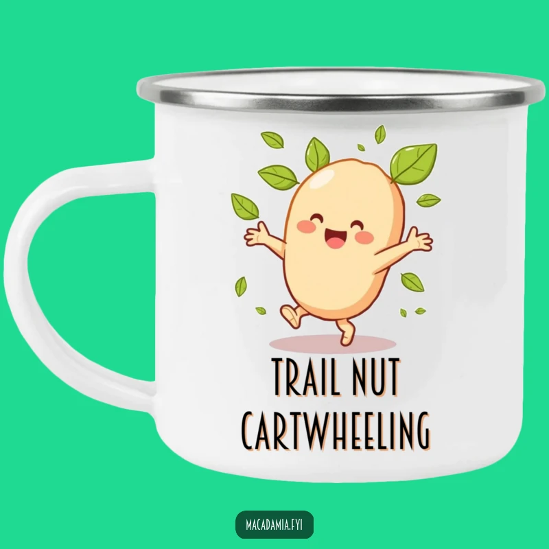 Funny Macadamia Nut Cartwheel Camping Mug: Outdoor Adventures with Humorous Flair