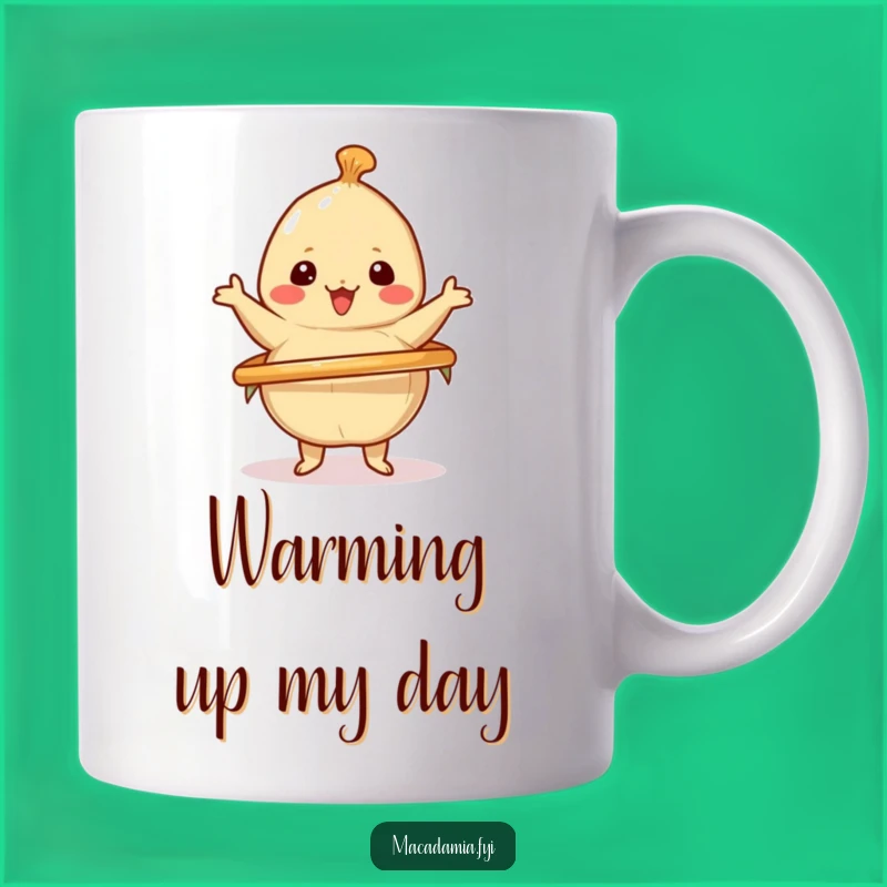 Funny Kawaii Nut Hula Hoop Mug: Energetic Nut's Fun Spin, Perfect Funny Gift