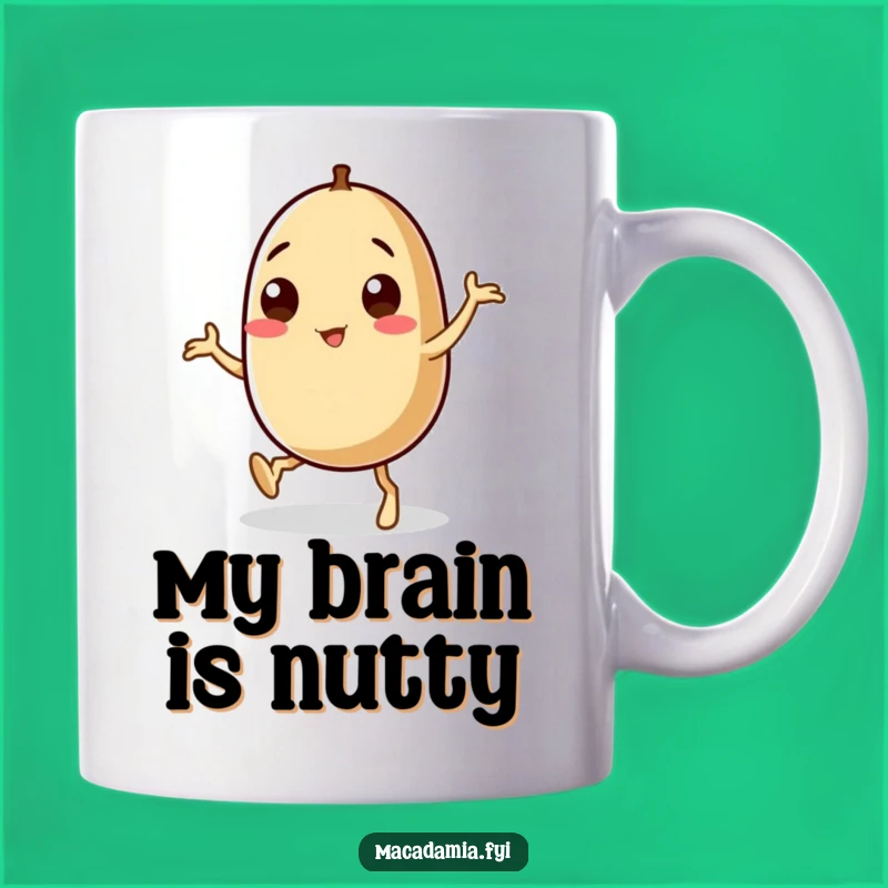 Funny Macadamia Nut Dance Mug: Hilarious Wobbly Leg Character, Perfect Novelty Gift