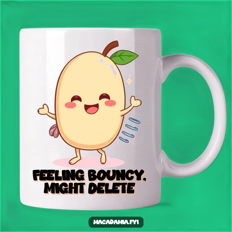 Funny Macadamia Nut Dancer Mug: A Cheerful Nut Doing a Springy Dance, Perfect Funny Gift