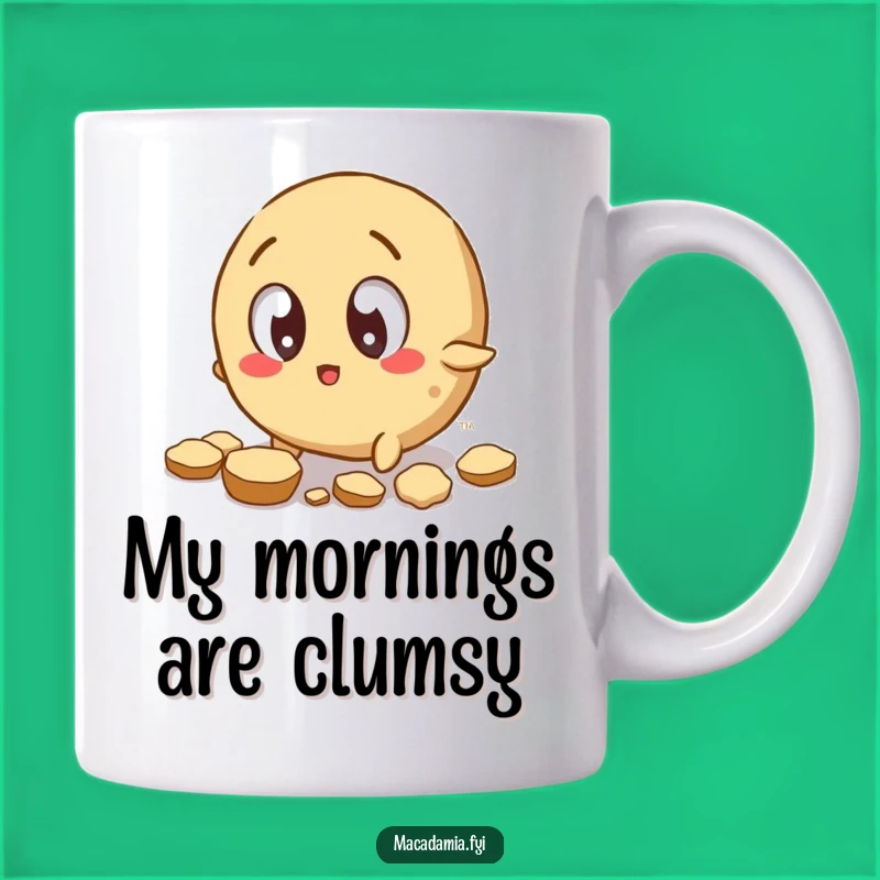 Funny Macadamia Nut Tripping Mug: Hilarious Clumsy Chaos for Your Morning Brew.