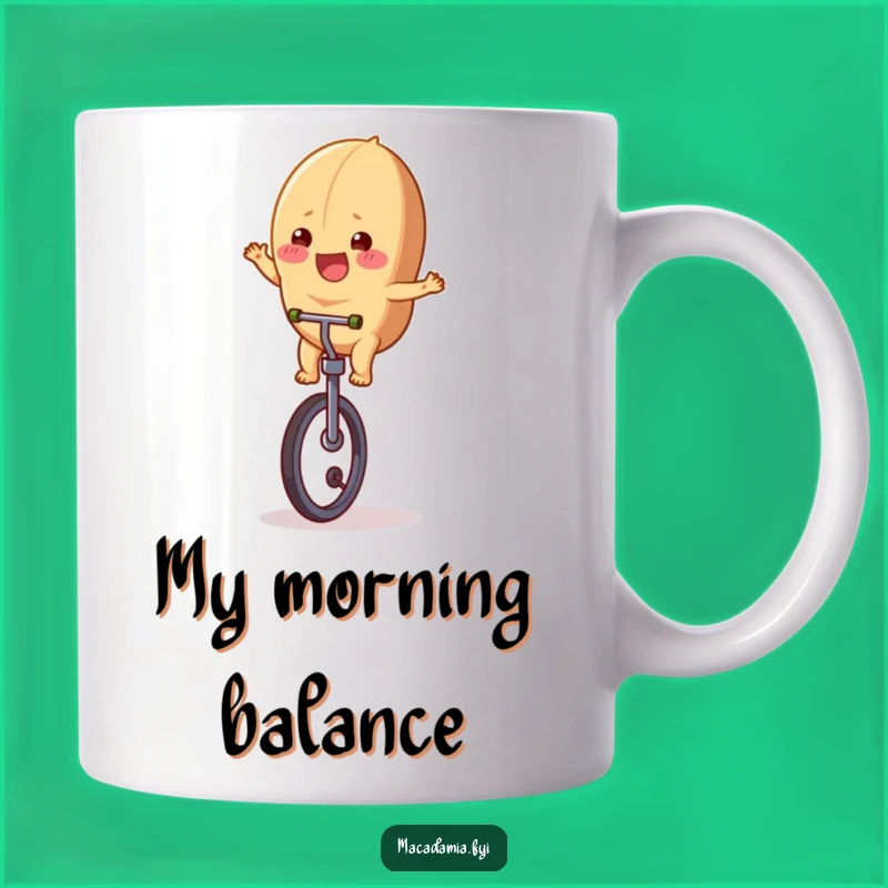 Funny Macadamia Nut Unicycle Mug - Hilarious Nutty Balance Gift for Coffee Lovers