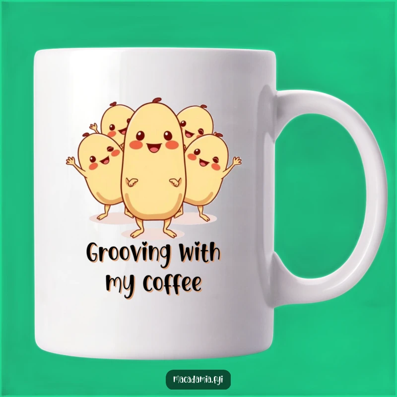 Funny Macadamia Nuts Boogie Mug: Get Down with Humorous, Nutty Dance Fun.