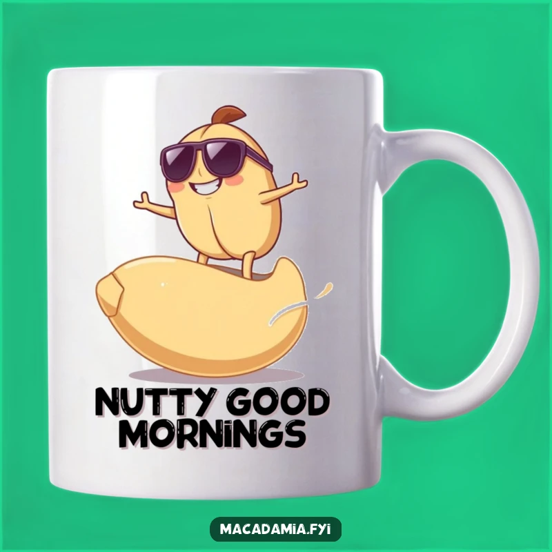 Funny Surfing Nut Mug - Cool Macadamia & Cashew Nut Gift!