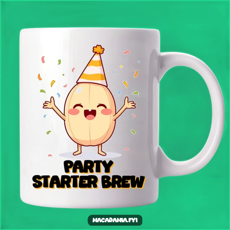 Funny Macadamia Nut Party Hat Confetti Mug: Celebrate with Joyful Giggles