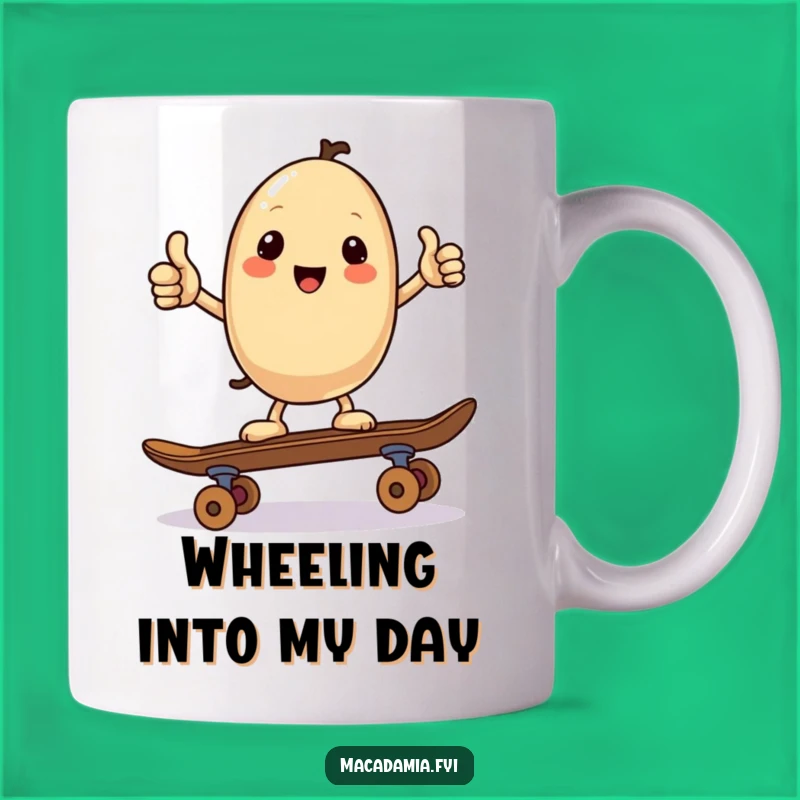 Funny Kawaii Nut Skater Mug: Thumbs Up Nut's Cool Balance, Perfect Funny Gift