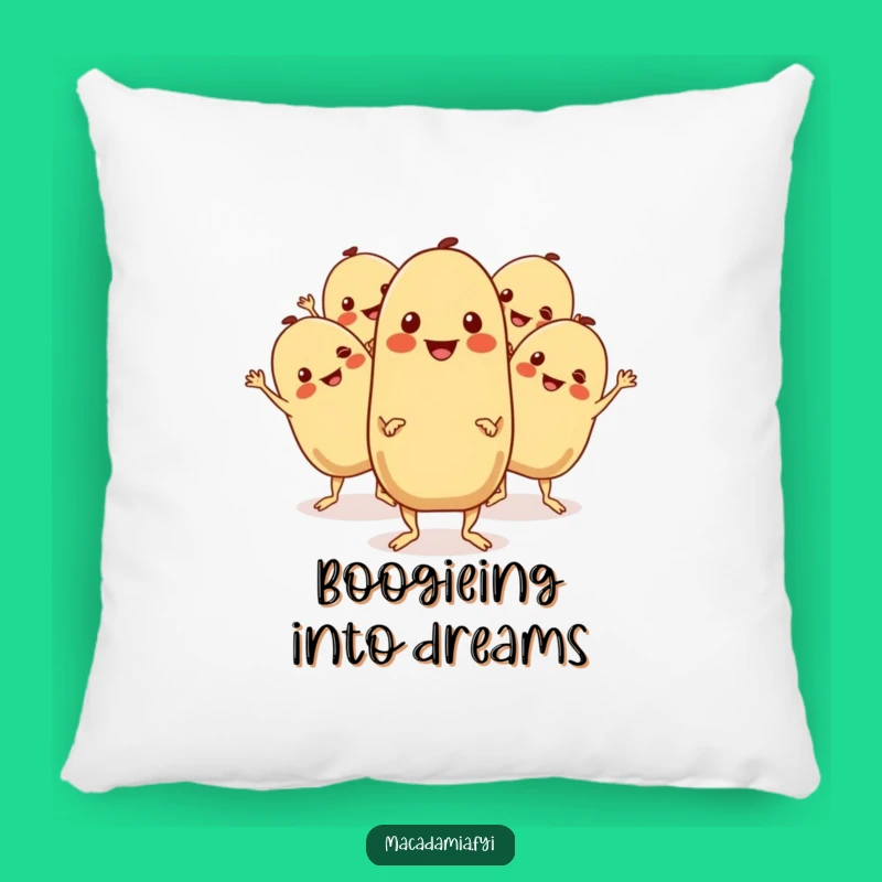 Funny Macadamia Nuts Boogie Pillow: Comfy Support for Dance Party Enthusiasts.