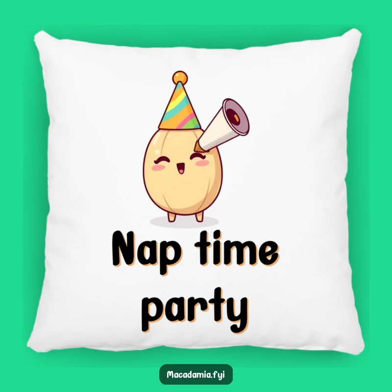 Cuddly Funny Macadamia Nut Party Horn Pillow: Soft Comfort with Nutty Merriment