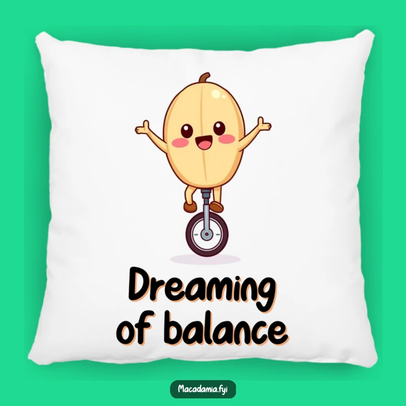 Funny Unicycling Nut Pillow: Cozy Comfort with a Balancing Macadamia Nut, Gift