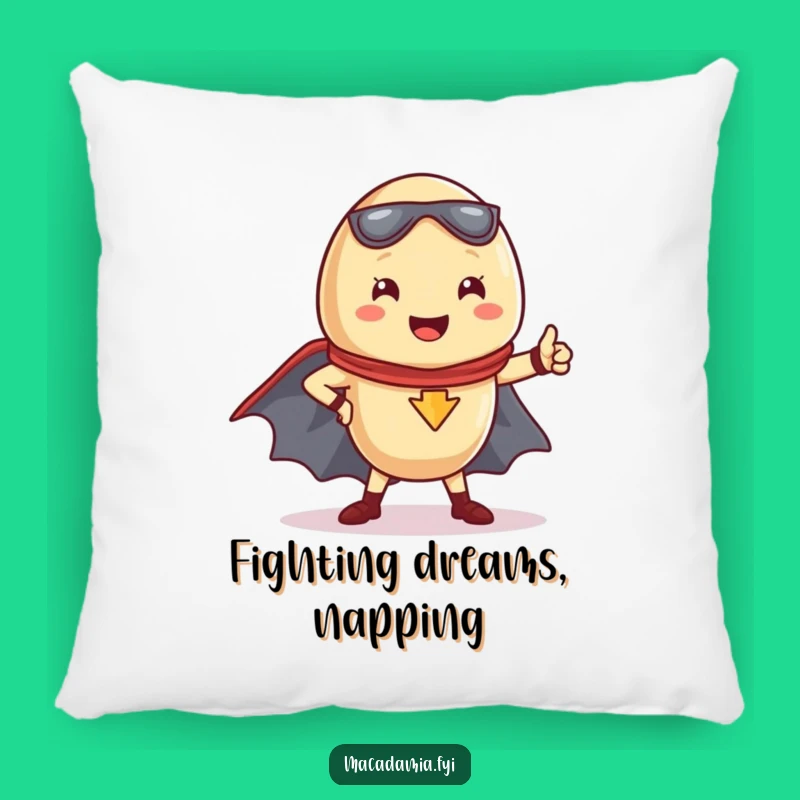 Funny Kawaii Macadamia Nut Superhero Pillow: Cuddle Up with Courage