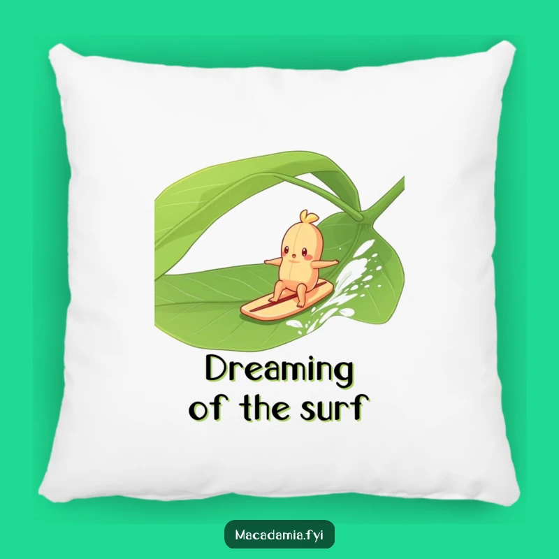 Funny Macadamia Nut Surfing Pillow: Cozy Leaf Rider Cushion for Relaxation