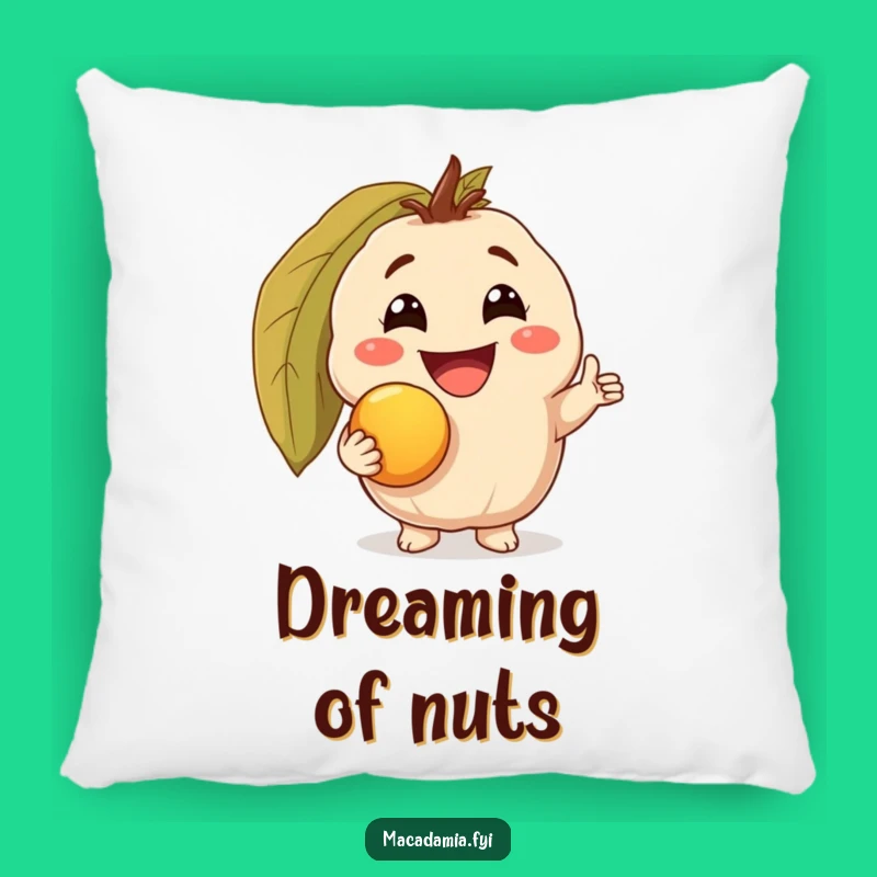 Funny Nutty Success Pillow: Cozy Macadamia Triumph & Gold Nut, Charming Humorous Accent