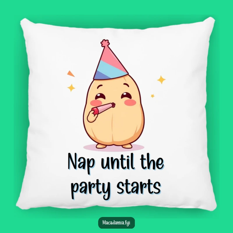 Funny Kawaii Macadamia Nut Party Pillow: Snuggle Up with Festive Cuteness
