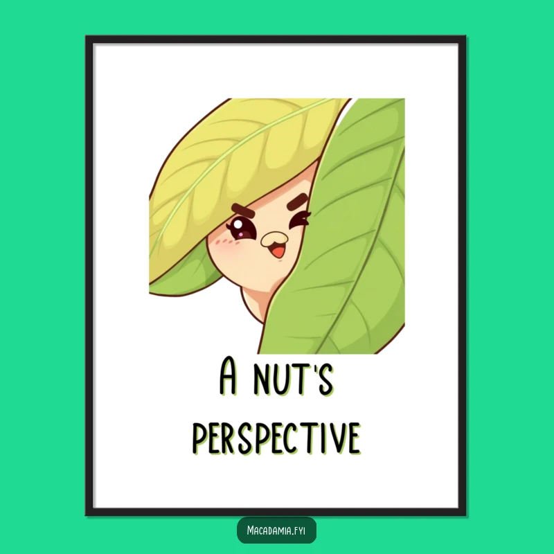 Funny Macadamia Nut Wink Digital Art: Mischievous Decor, Instant Funny Gift Download