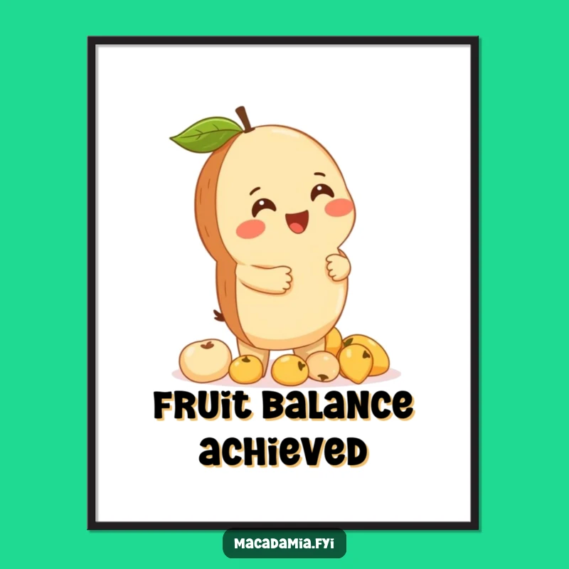 Funny Macadamia Nut Fruit Balance Digital Art: Instant Giggling Nut Download for Joyful Decor