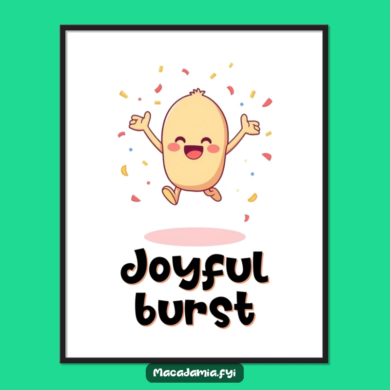 Funny Kawaii Macadamia Nut Confetti Digital Art Print - Instant Joyful Decor