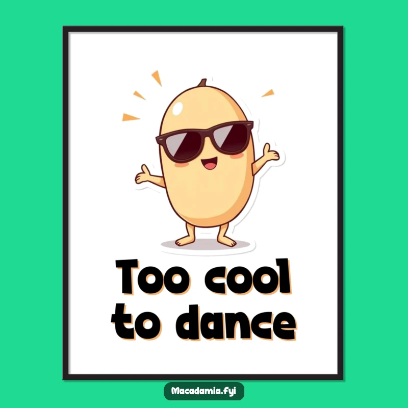 Funny Kawaii Macadamia Nut Dance Digital Art Print - Instant Groovy Decor