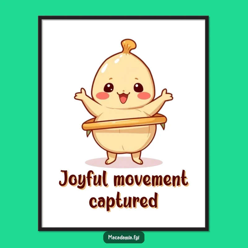 Funny Kawaii Nut Digital Art: Hula Hoop Fun, Instant Download for Energetic Decor