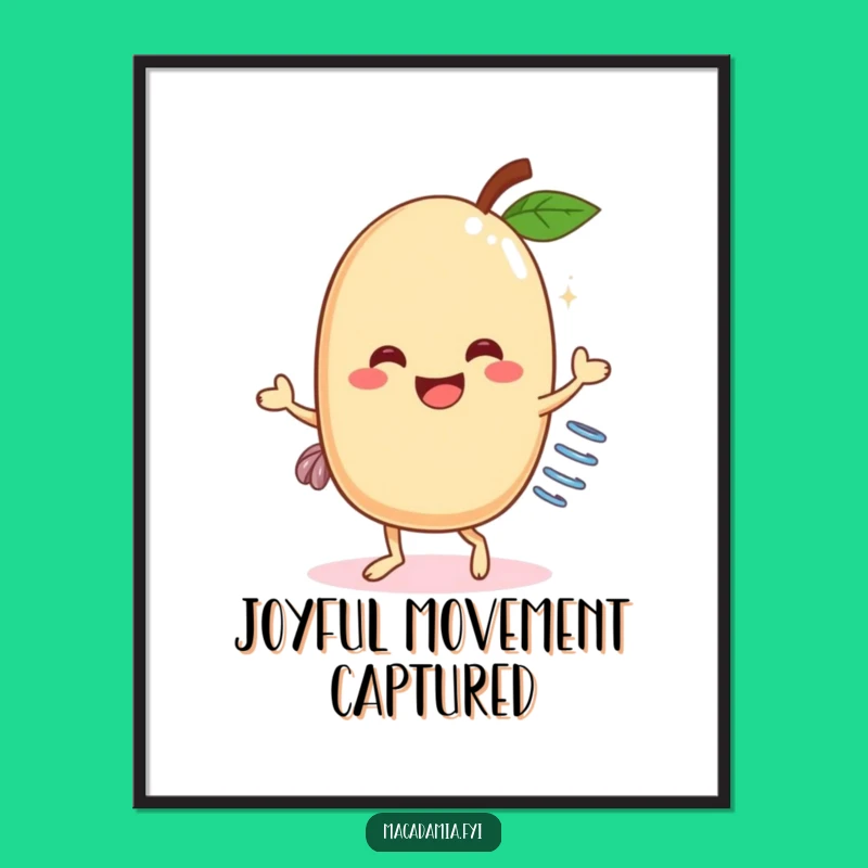 Funny Macadamia Nut Dancer Digital Art: Decorate with a Sprung Nut Doing a Hilarious Dance, Perfect Funny Gift