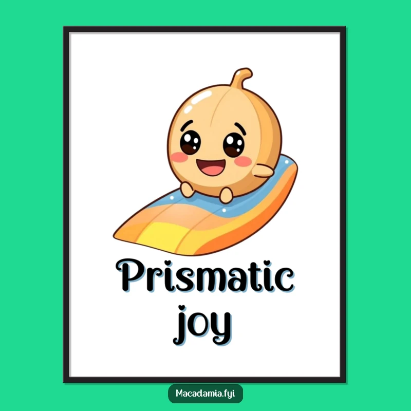 Funny Macadamia Nut Rainbow Digital Art - Googly Eye Nut Instant Download Gift