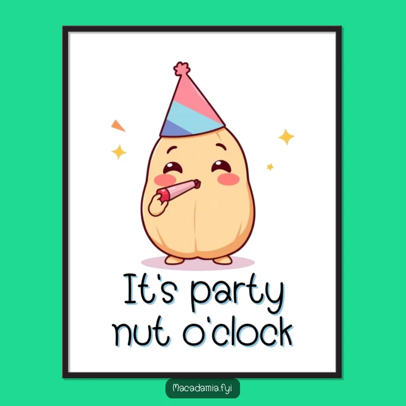Funny Kawaii Macadamia Nut Party Digital Print: Instant Joy for Your Walls
