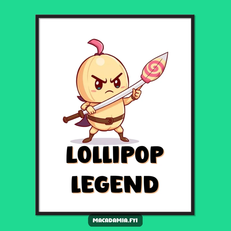 Funny Brave Nut Digital Art - Lollipop Sword Determined Instant Download Gift