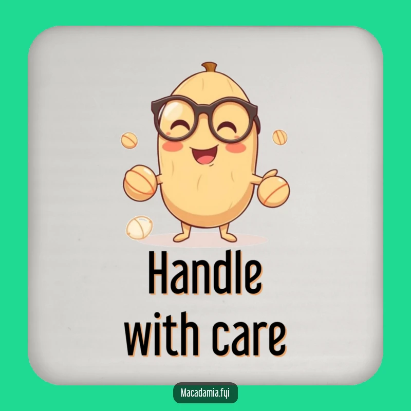 Funny Nutty Coaster: Smart Protection with a Juggling Macadamia Nut, Perfect Gift