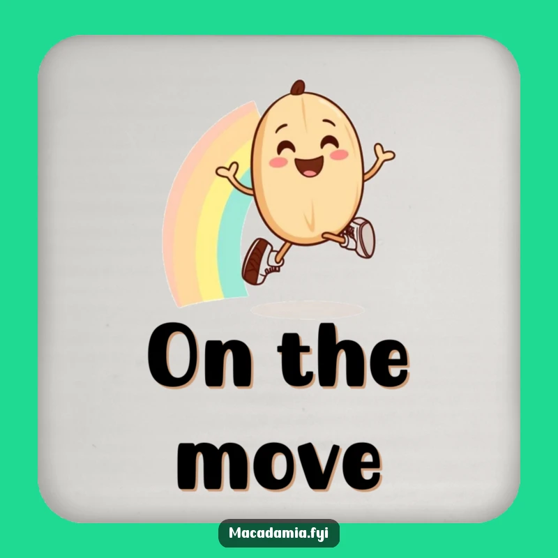 Funny Macadamia Nut Rainbow Jogging Coaster: Protect Surfaces with Joy