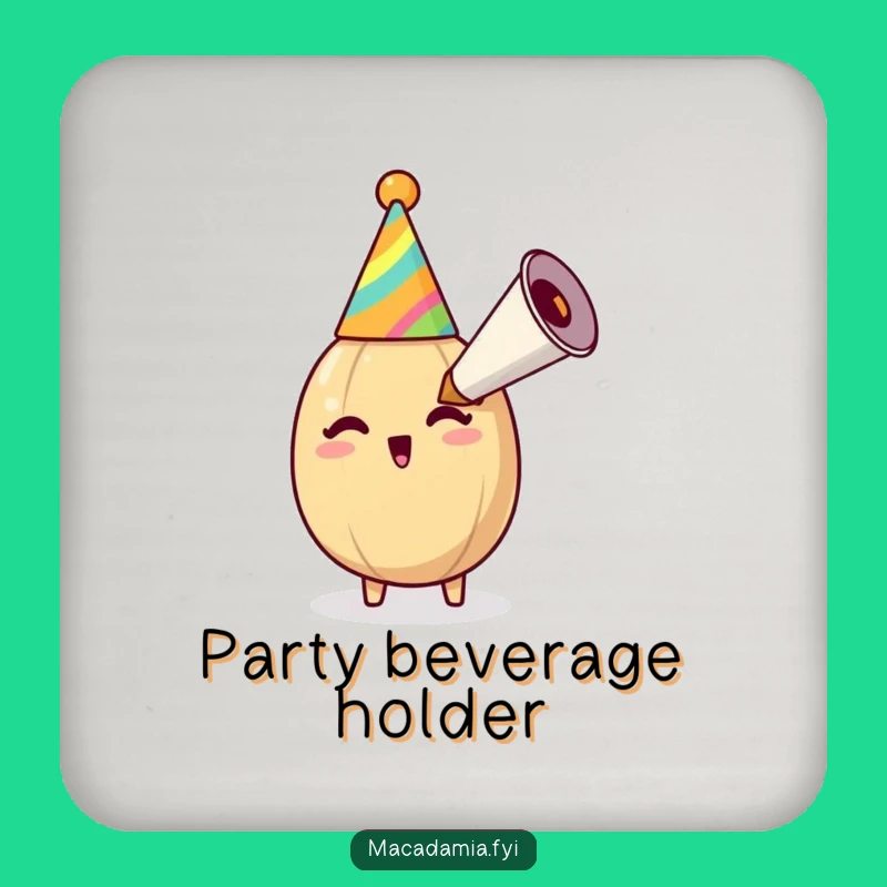 Funny Macadamia Nut Party Horn Coasters: Protect Surfaces with Nutty Celebration