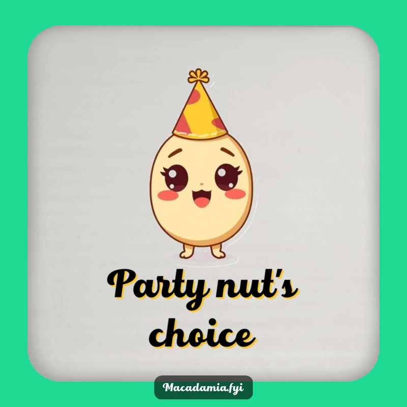 Funny Party Nut Coaster: Protect Surfaces with Excited Macadamia Style