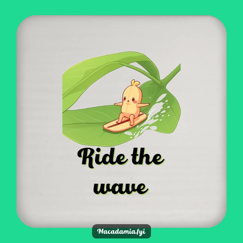 Funny Macadamia Nut Surfing Drink Coaster: Leaf Protection for Tables