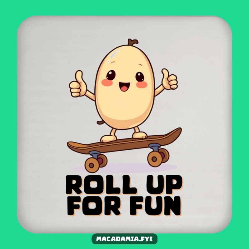 Funny Kawaii Nut Coaster: Protect Surfaces with Skater Style, Humorous Cute Decor