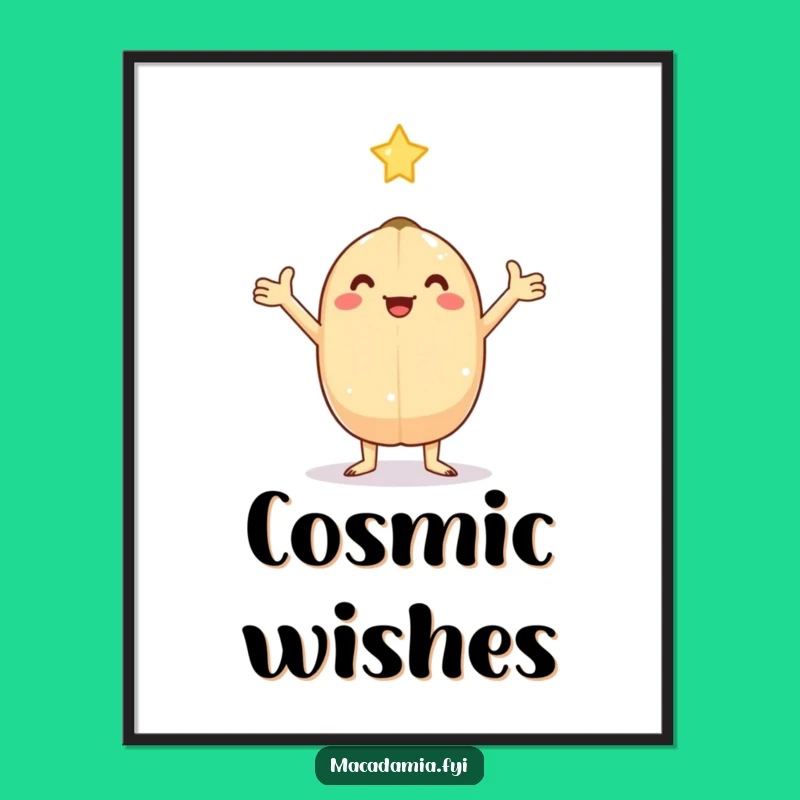 Funny Kawaii Macadamia Nut Star Poster - Dreamy Wall Art Gift
