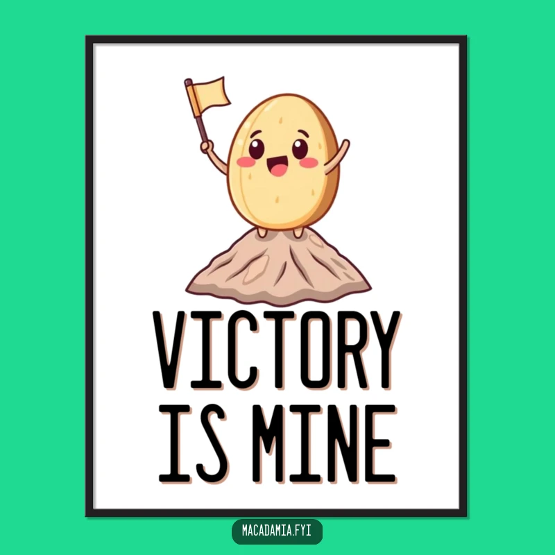 Funny Macadamia Nut Climbing Poster: Peak Achiever Wall Art for Motivation