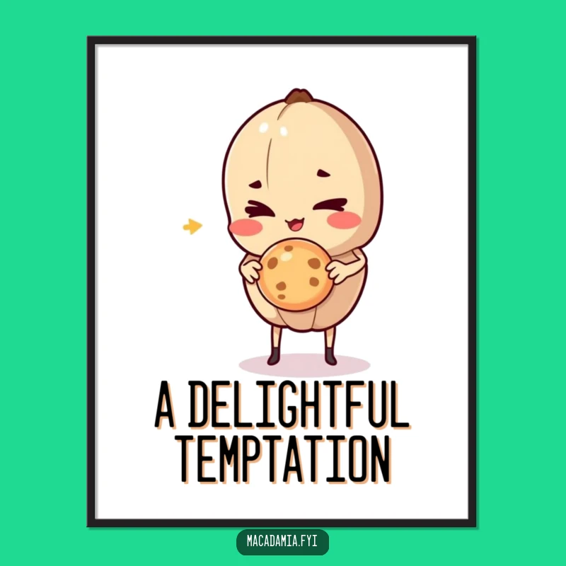 Funny Macadamia Nut Cookie Poster: Mischievous Treat Wall Art