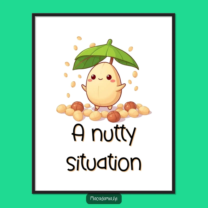 Funny Macadamia Nut Drizzle Poster Print - Hilarious Nutty Character Art!