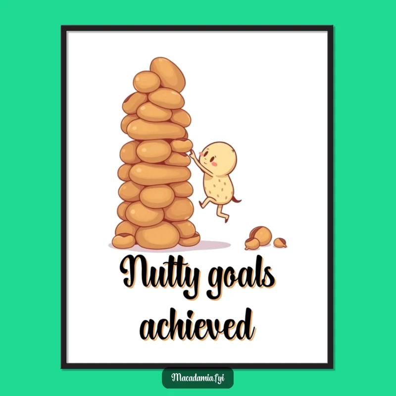 Funny Nut Climber Art Poster: Wobbly Stack Challenge, Unique Funny Gift