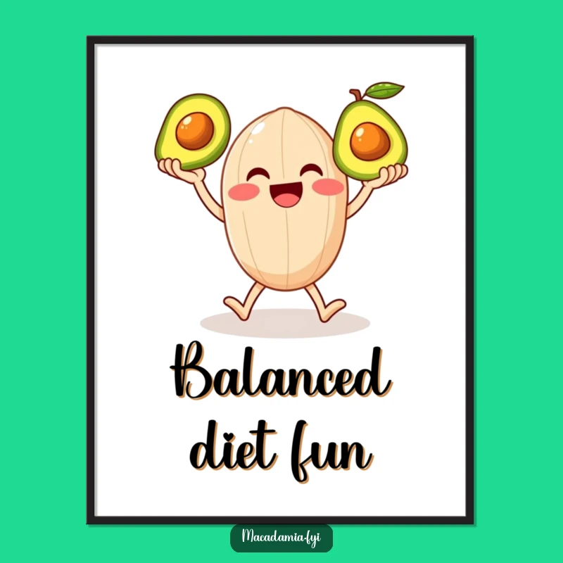 Funny Nutty Avocado Juggling Poster: Whimsical Wall Art for Giggles