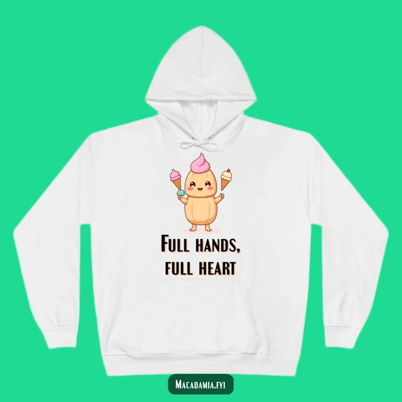 Cozy Funny Kawaii Macadamia Nut Ice Cream Juggling Hoodie - Warm & Hilarious Gift