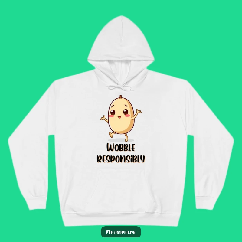 Funny Macadamia Nut Hoodie: Cozy Wobbly Leg Character, Perfect Humorous Gift