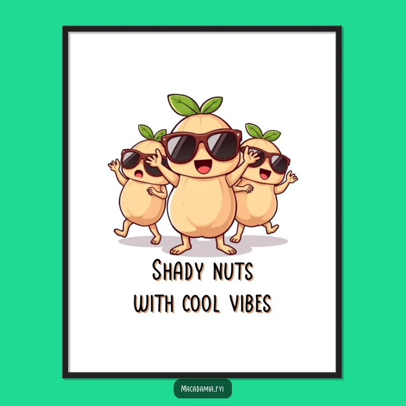 Free Printable Nutty Wall Art: Cool Macadamia Crew Dancing Downloadable Decor