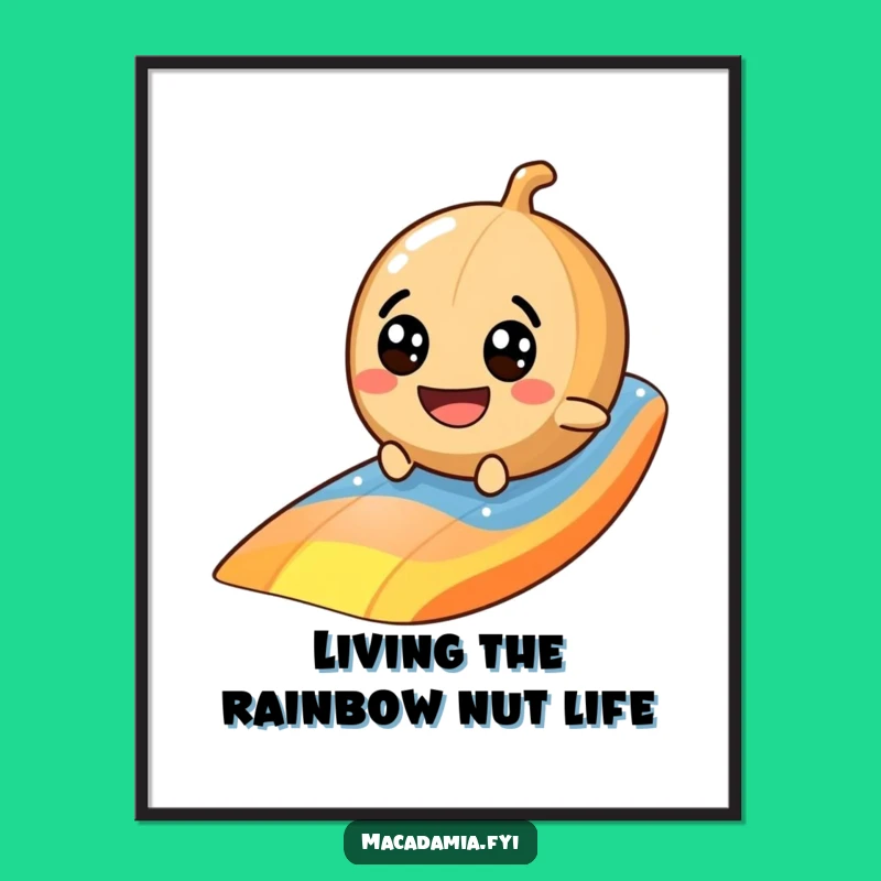 Free Printable Wall Art: Googly Macadamia Nut Rainbow Slide Funny Art Download