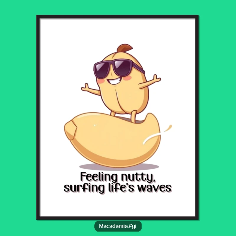 Funny Free Printable Wall Art: Surfing Nut - Cool Downloadable Decor