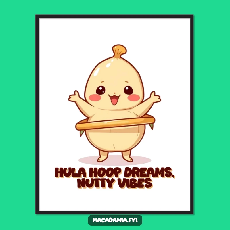 Free Printable Wall Art: Kawaii Nut's Hula Hoop Fun- Funny Downloadable Decor