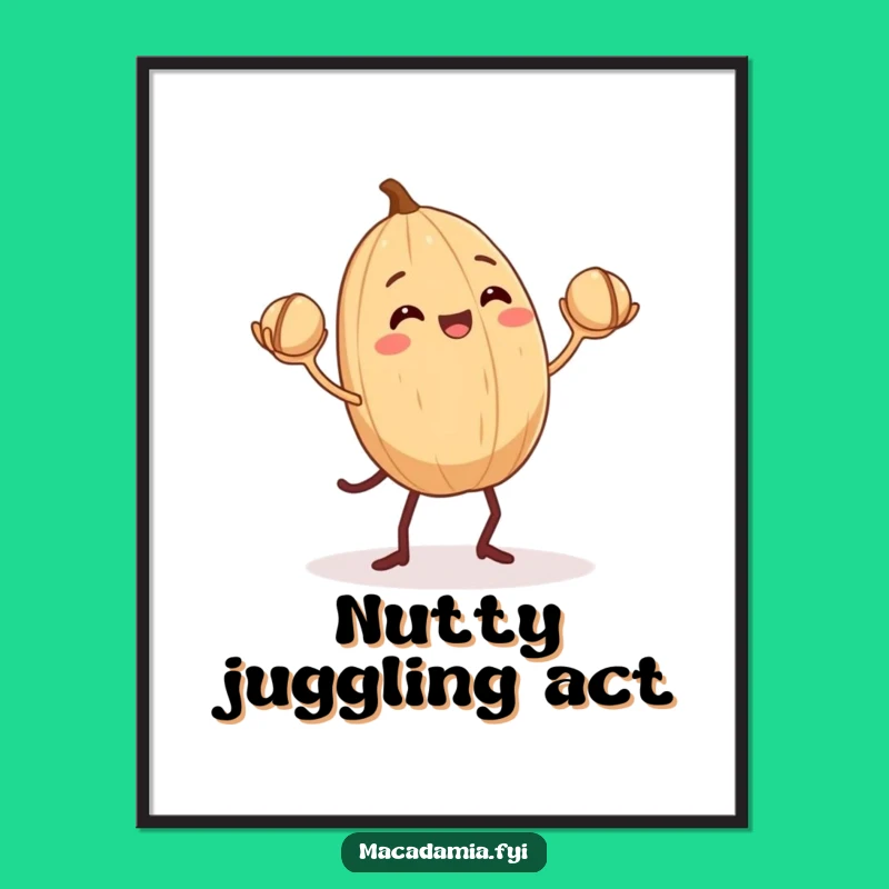 Free Printable Wall Art: Juggling Nut - Whimsical Downloadable Nutty Decor